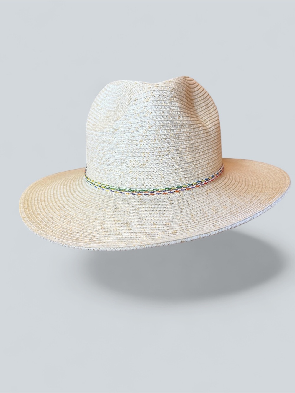 Panama Jack Cream Straw Fedora with Multicolor Braid